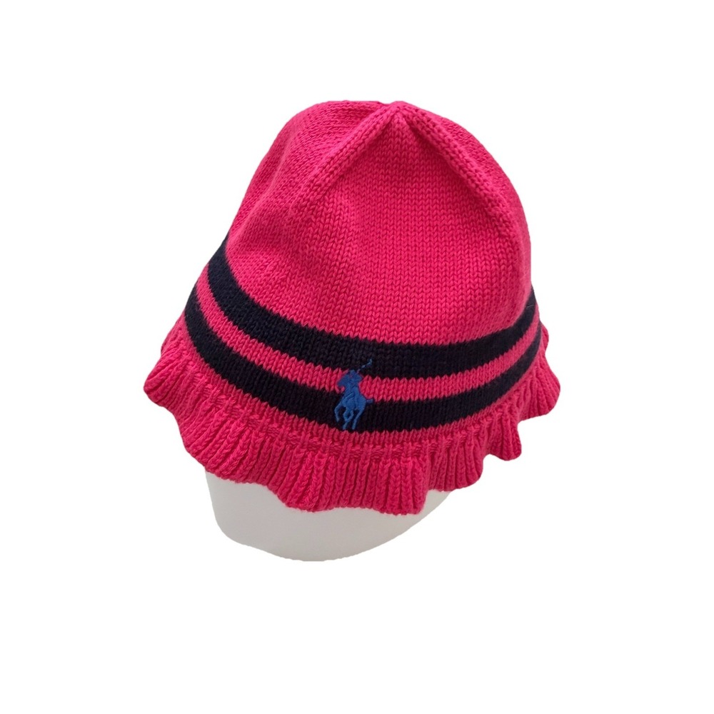 Ralph Lauren Infant knitted Hat Pink SZ-9M-24M 75% Pima Cotton 25% Wool One SZ